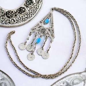 Vintage art deco Etruscan style art glass necklace